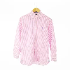 ラルフローレン RALPH LAUREN ボタンダウンシャツ 長袖 ポニーロゴ刺繍 ワンポイント ストライプ XS ピンク /CK12 ■GY44