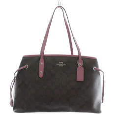 コーチ COACH トートバッグ ワンショルダー PVC レザー シグネチャー 総柄 ロゴ シルバー金具 茶色 ブラウン ピンク F57842 /XZ ■GY18