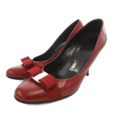 サルヴァトーレフェラガモ Salvatore Ferragamo ヴァラリボン パンプス レザー 8 赤 レッド ハイヒール ラウンドトゥ /FF ■GY62