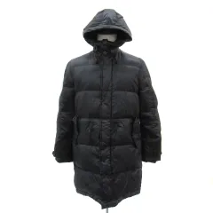 ピーエスポールスミス PS Paul Smith ダウンコート ロング丈 フード付き ナイロン M 黒 ブラック /YS1 ■GY53