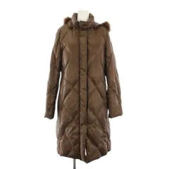 バーバリー ロンドン BURBERRY LONDON ダウンコート ナイロン アウター ロング丈 ワンカラー フード フォックスファー 42 茶 ブラウン /BB