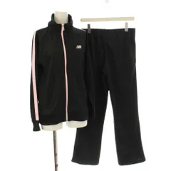 ニューバランス NEW BALANCE セットアップ 上下 ジャージ パンツ ジャケット  L 黒 ブラック ピンク 長袖 スタンドカラー サイドライン /LP ■GY61