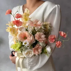 オレンジラナンキュラスクラッチブーケ☆ブートニア