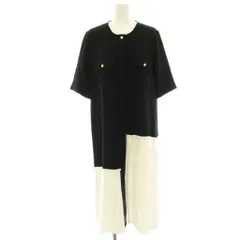 グレースクラス GRACE Class ワンピース 38 黒 ブラック 白 ホワイト 五分袖 切替 アシンメトリー ロング マキシ /HN