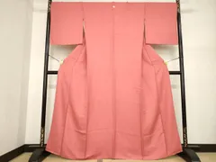 平和屋着物■上質な色無地　甚三紅色　正絹　逸品　AABG2628ck