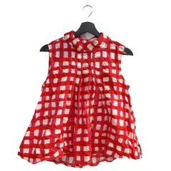 ユニクロ UNIQLO ×MARNI シャツ ノースリーブ M 赤 レッド 白 ホワイト  ■WGA