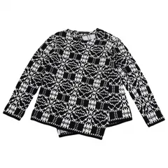 コムデギャルソン オムプリュスCOMME des GARCONS HOMME PLUS 斜行ジオメトリックジャガードニット 白黒L