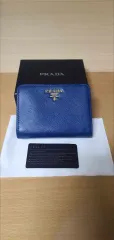 PRADA プラダ サフィアーノ 二つ折り財布/財布 ブルー 正規品 A級 (鑑定済)
