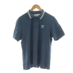 アディダスオリジナルス adidas originals ポロシャツ 半袖 L 紺 ネイビー ロゴ刺繍 /RR