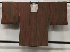 平和屋着物＃道行コート　ふくれ織　縞　正絹　逸品　CABC3143ua