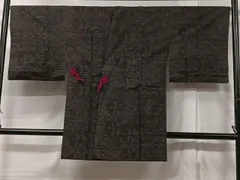 平和屋着物＃道中着　本場大島紬　朝顔　ロング丈　正絹　逸品　CABC3145ua