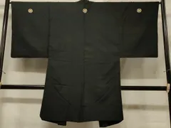 平和屋着物＃男性　長羽織　黒紋付き　正絹　逸品　CABD1360in