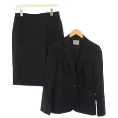 セオリーリュクス theory luxe シングルスーツ セットアップ テーラードジャケット アウター 総裏地 タイトスカート ひざ丈 スリット ストレッチ ストライプ柄 ウール 40 紺 ネイビー /BB