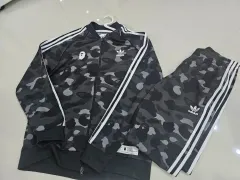 (2XL) アディダス ベイシングエイプ トラックジャージ 黒系