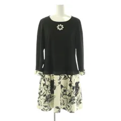 スーパービューティ SuperBeauty ビジューモチーフ ドッキングワンピース ひざ丈 44 ブラック オフホワイト /DF ■OS