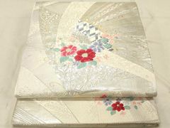 正絹 袋帯 吉祥文様 花扇面模様 亀甲 桐 菊 リメイク 稽古用 O-136