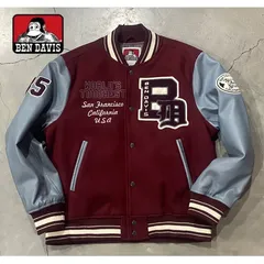 [新品] BEN DAVIS スタジャン ベンデイビス サガラ刺繍 ワッペン スタジアムジャケット メンズ 袖切替 フェイクメルトン ブルゾン ベンデイヴィス スタジアムジャンパー キルティング 中綿 裏地 秋冬 アウター BEN-2248