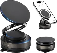 0207 スマホホルダー 車 マグネット 真空吸盤 超強磁力 MagSafe対応 折りたたみ式 360°回転 ダッシュボード/卓上対応 1414_780
