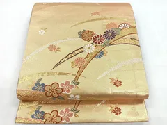 平和屋着物◎六通柄袋帯　唐織　雪輪花文　金糸　鈴乃屋扱い　正絹　逸品　CABD4845nb