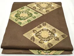平和屋着物●太鼓柄京袋　本袋帯　駒刺繍　総刺繍　菱花唐草文　金通し地　正絹　逸品　CABD0544hy