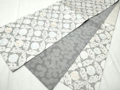 帯8313 ○さが美扱い 高級 正絹 片面全通 リバーシブル 袋帯 花文 華文