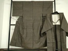 平和屋着物●男性　本場縞大島紬　アンサンブル　長羽織　絣文　正絹　逸品　DABA4837az