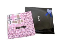 未使用 イヴサンローラン ハンカチ スカーフ  大判 レディース 　綿　100％ ハート ピンク ロゴ YSL  YVES SAINTLAURENT 
