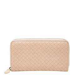 ボッテガヴェネタ イントレチャート ラウンドファスナー 長財布 ピンク レザー レディース BOTTEGAVENETA【1-0255746】