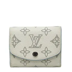 ルイ ヴィトン モノグラム マヒナ ポルトフォイユ イリス XS 三つ折り財布 コンパクトウォレット M69212 スノー ホワイト ブルー レザー レディース LOUIS VUITTON【1-0256289】