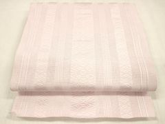 名古屋帯】夏帯 松葉仕立て 洗える 薄ピンク色 撫子色 博多織風献上調
