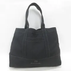K■ポールスミス/PS Paul Smith キャンバストートバッグ 黒 BAG 兼用■61【中古】
