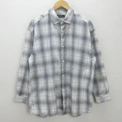 g■ナノユニバース/nano universe 長袖シャツ/チェック柄【M】灰/men's/58【中古】■