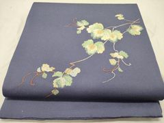 帯屋捨松　九寸名古屋帯 花柄紺色 帯屋捨松 九寸名古屋帯 花柄紺色 - メルカリ
