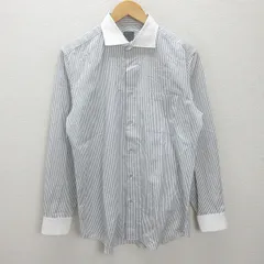 g■カルバンクライン/CALVIN KLEIN 長袖シャツ/ストライプ【XL】白灰/men's/65【中古】■