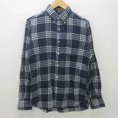 K■インディビジュアライズドシャツ/INDIVIDUALIZED SHIRTS チェック柄 長袖BDシャツ ライトネル【15 1/2 33】紺/MENS■44【中古】