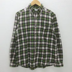 g■エーグル/AIGLE 長袖BDシャツ/ネルシャツ チェック柄【L】茶緑/men's/40【中古】■