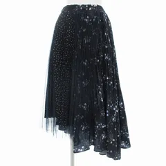 マーキュリーデュオ MERCURYDUO プリーツスカート アシンメトリー 総柄 花柄 ドット ロング F 紺 ネイビー /FF