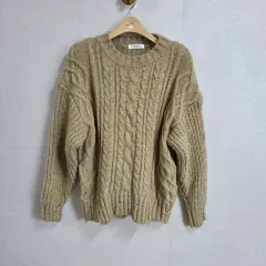 レディース ケーブル編み ニット セーター オリーブ F