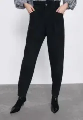 ザラ レディース ブラックデニム ハイウエスト ストレートフィット デニム 30