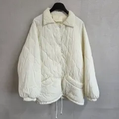 アイボリー色 キルティング 裏地 ファー 起毛 ジャケット F
