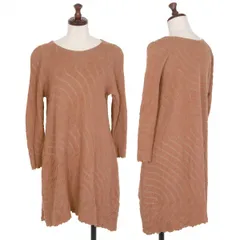 ヨーガンレールJURGEN LEHL ウールコットン波柄織りチュニックワンピース ブラウンM