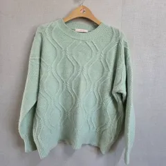 Soos レディース ミント ケーブル ニット セーター F