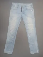 34 DSQUARED2 ディースクエアード2 ライトブルー 래더パッチ スリムジーン デニム