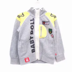 ベビードール BABYDOLL 子供服 ジャケット ブルゾン ハイネック 長袖 コットン 綿 プリント ロゴ ワッペン 100 グレー 灰 /HT16