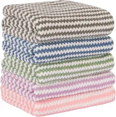 【人気商品】AISFA フェイスタオル マイクロファイバー 大判 ホテル仕様 フェイスタオルセット ホテルタイル ループ付き 浴用 プール用 家庭用 業務用 吸水 速乾 抗菌 防臭 ふわふわ 柔らかい (B.5色 5枚組/フェイスタオル 75*35CM)