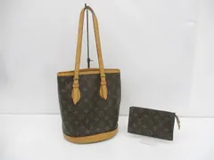  ルイヴィトン LOUIS VUITTON トートバッグ モノグラム ポーチ付き バケットPM ブラウン レディース 中古
