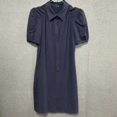 レディース セオリー カラ 半袖 パフ ワンピース ネイビー s