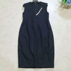 美品 38サイズ 黒 ヨーコチャン パール ドレワンピース ノースリーブ