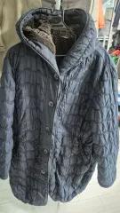 ネイビー キルティング ダウンコート ロング