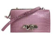 Alexander McQueen (アレキサンダーマックイーン) JEWELLED SATCHEL ジュエルドサッチェル ショルダーバッグ レザー型押し 554128 DYT50 5618 ピンク レディース/004のサムネイル
